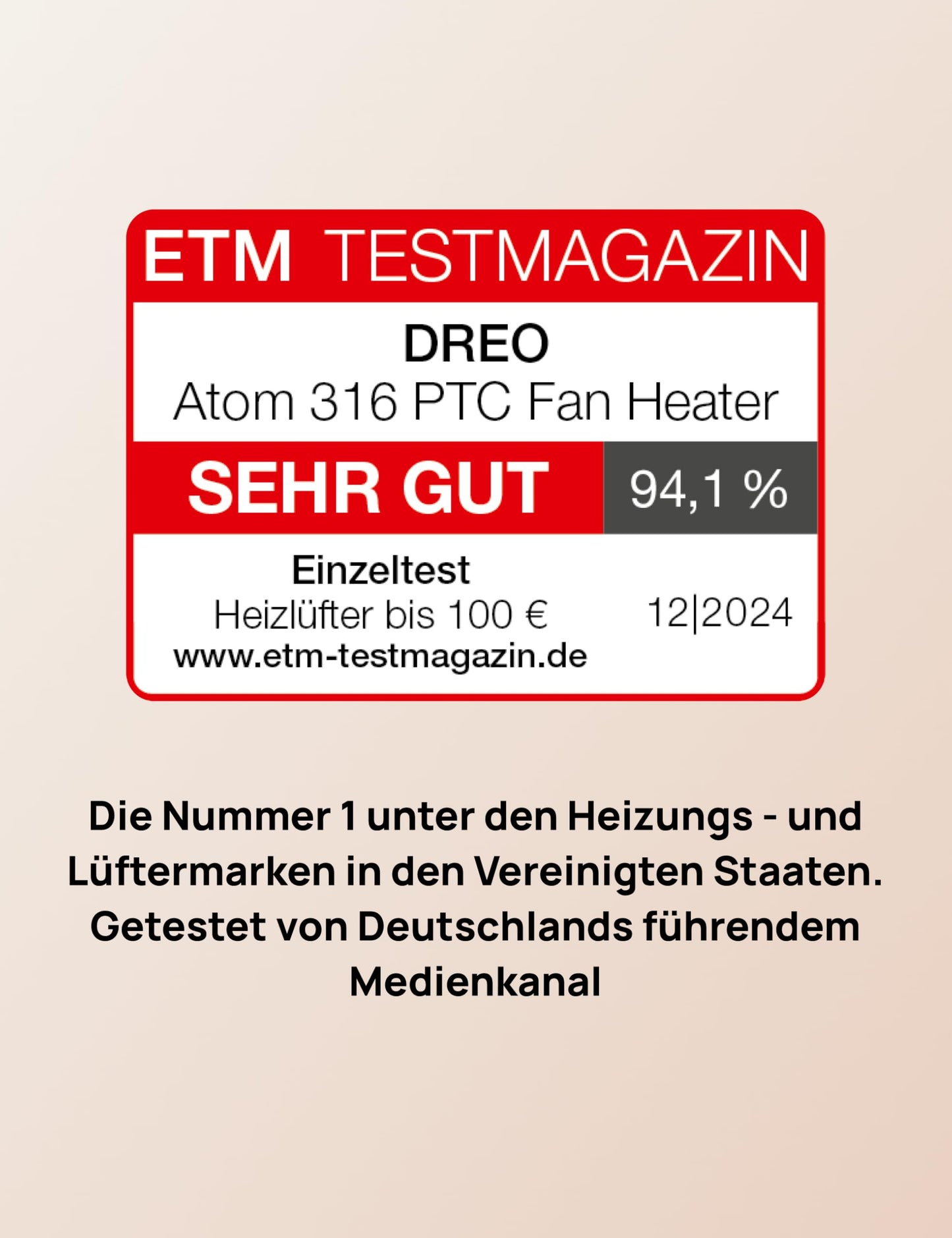 Dreo Energiesparender Heizlüfter mit Thermostat
