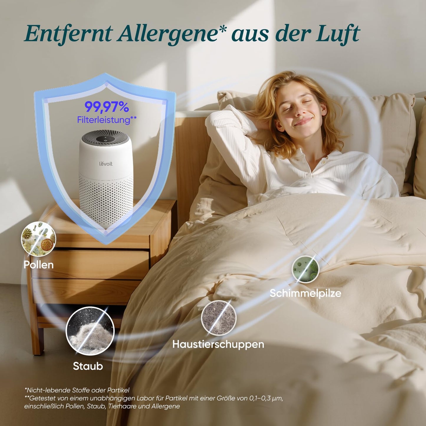 Levoit Luftreiniger für Allergiker – Schlafzimmer, Weiß