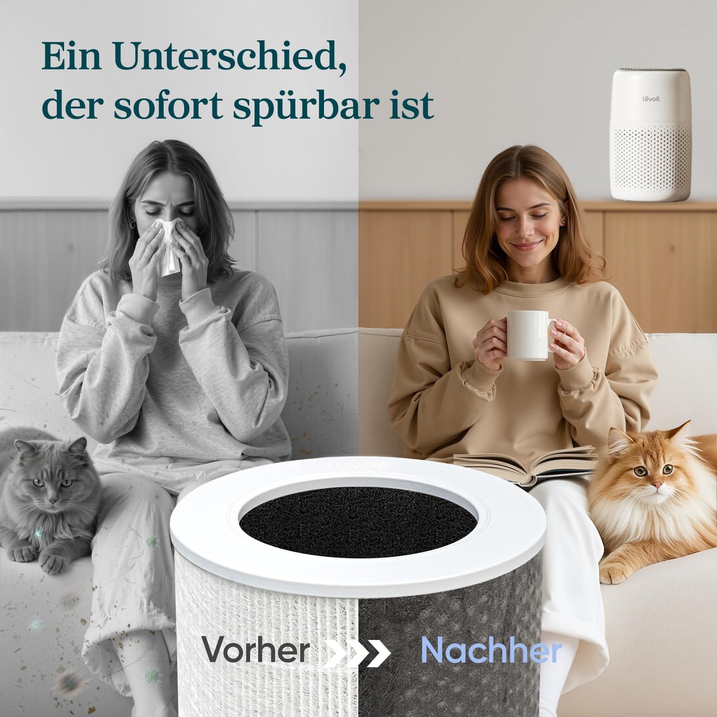 Levoit Luftreiniger für Allergiker – Schlafzimmer, Weiß