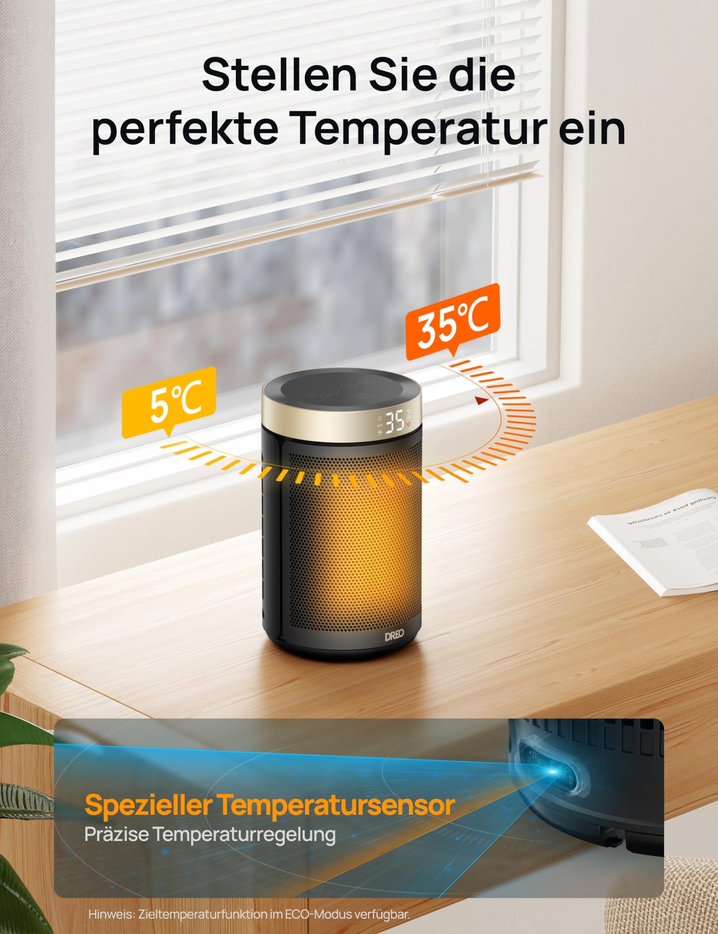 Dreo Energiesparender Heizlüfter mit Thermostat