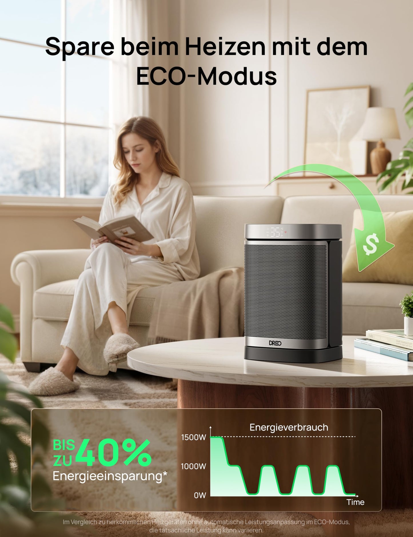 Dreo 1500W Heizlüfter – Energiesparend & Leise