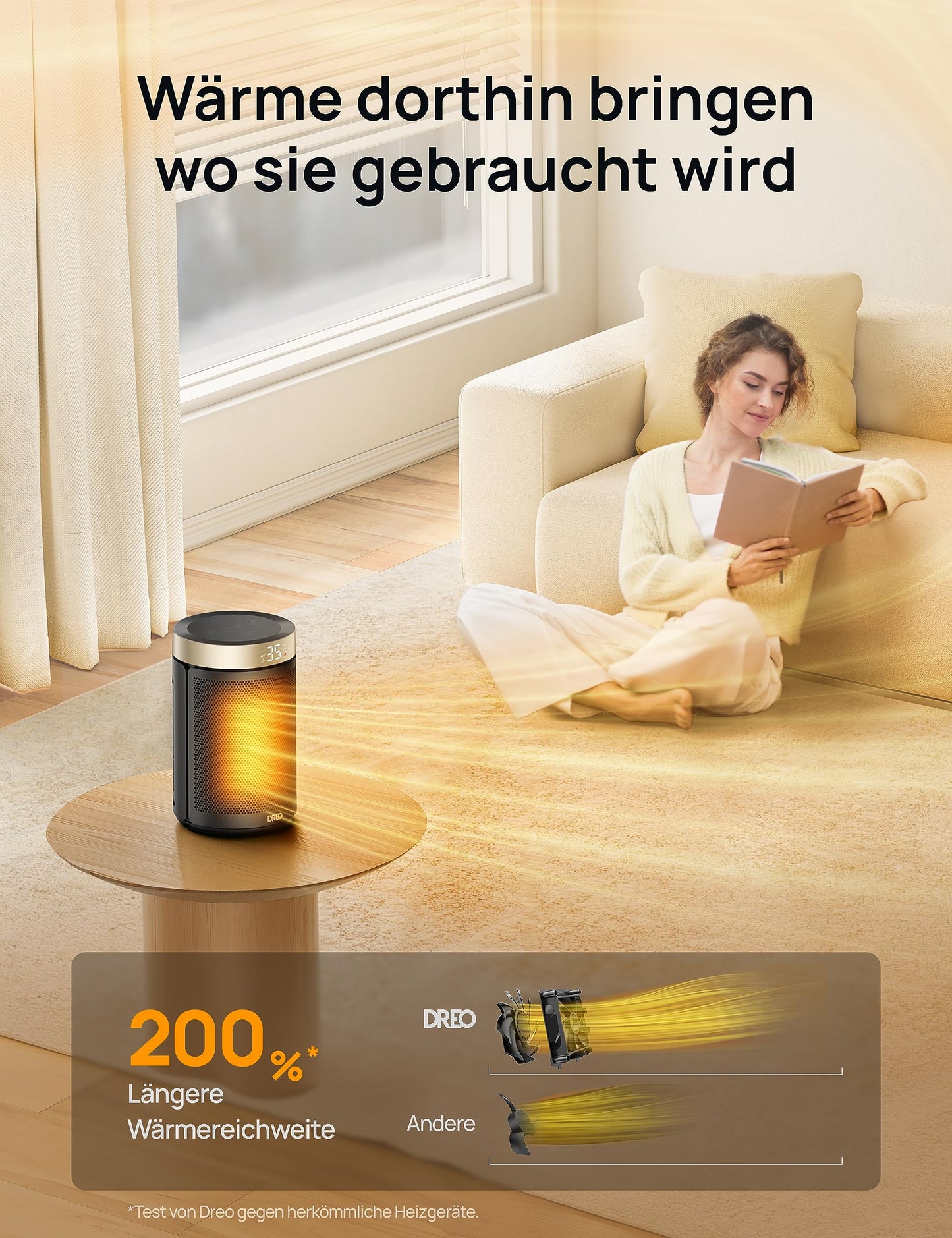 Dreo Energiesparender Heizlüfter mit Thermostat